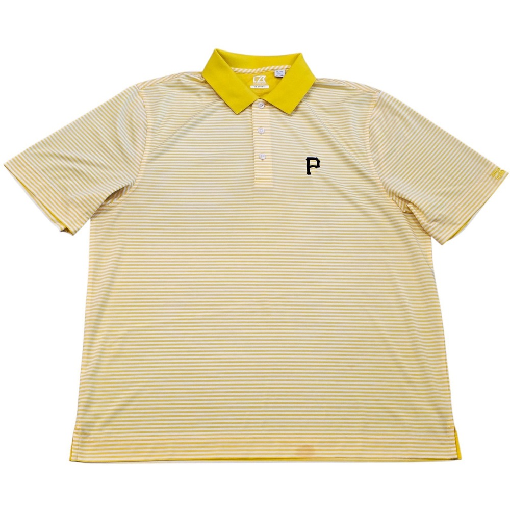 Pittsburgh Pirates Cutter & Buck DryTec Polo Shirt Mens XL Yellow MLB Baseball